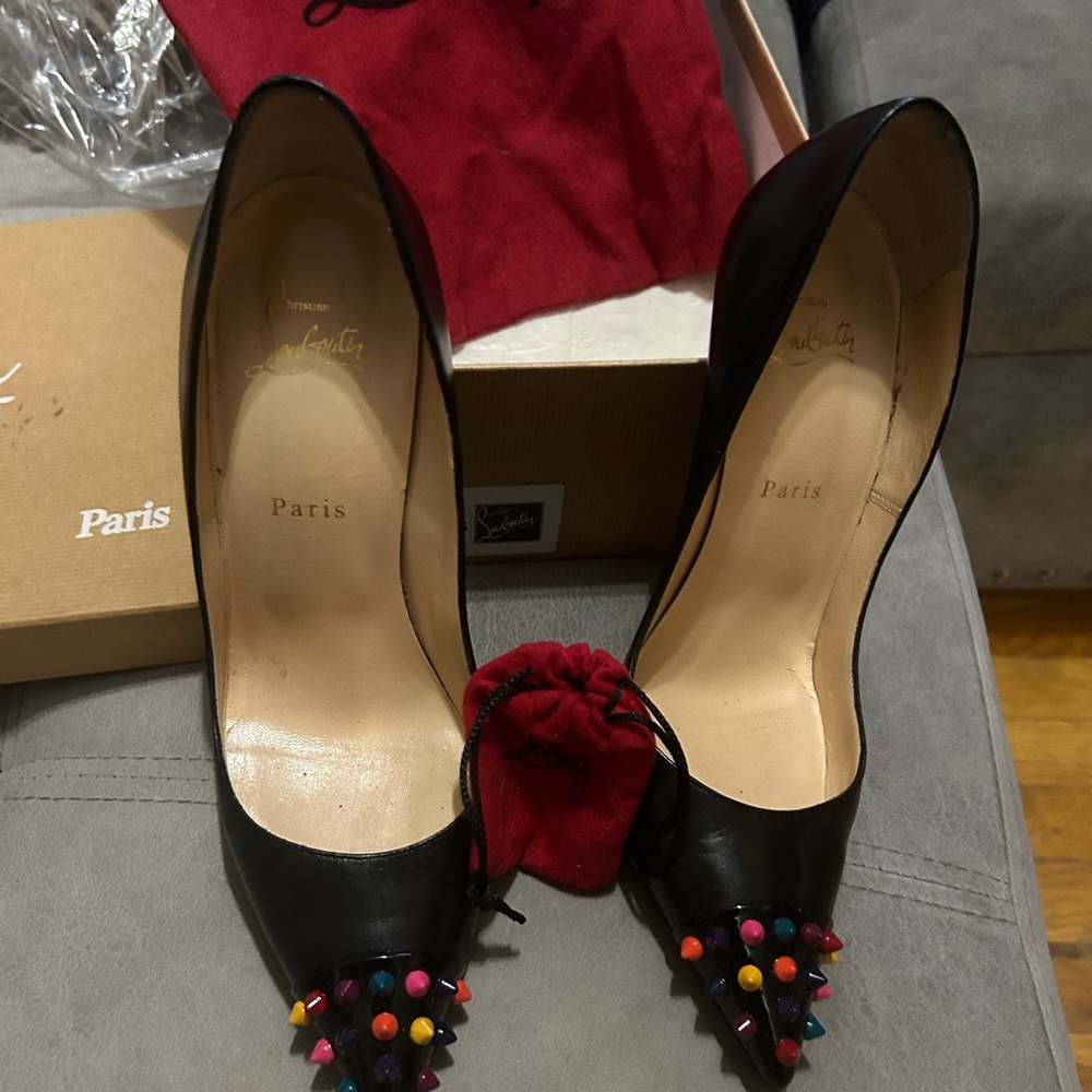 Christian Louboutin Black Heels with Multicolor Studs